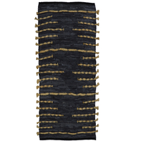 EDJE CARPET LEATHER JUTE BLACK BEIGE 70x150cm IN