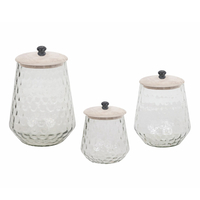 SCHERA STORAGE JAR WITH LID GLASS WOOD WHITE WASHE