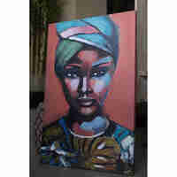 KENYA PAINTING CANVAS MULTICOLOR WOOD 60x90xH3cm P