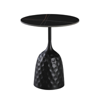 VOLCANO SIDE TABLE CERAMIC BLACK WITH MARBLE PATTE