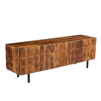 CHOCOLAT TV STAND 2DOORS WOOD SHEESHAM WALNUT WOOD ACACIA BLACK 162x42x54 IN