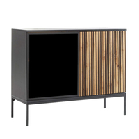 MYSTERY COMMODE 2DOORS MELAMINE NATURAL DARK METAL BLACK E1 PRC