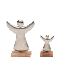 XMAS HOLLY ANGEL ALUMINIUM WOOD MANGO SILVER NATUR