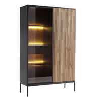 MYSTERY CABINET 2DOORS MELAMINE NATURAL DARK BLACK METAL 104x39x166 E1 PR