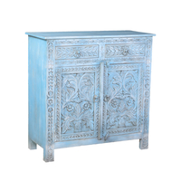 SIFNOS COMMODE 2DOORS 2DRAWERS WOOD MANGO BLUE LIGHT DECAPE IN