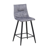 LINEA STOOL BAR FABRIC GREY SILVER METAL BLACK E1 PRC