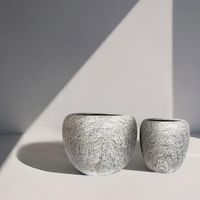 KANCHE PLANTER SET 2PCS 48x48x39 CERAMIC BEIGE BLACK