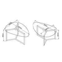 ROCKS COFFEE TABLE SET 2PCS GLASS TRANSPARENT METAL BLACK 82x59xH40cm PRC