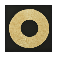 CICLE PAINTING CANVAS BLACK GOLD WOOD 100x100xH4,5