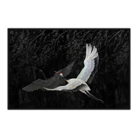 CRANE 1 PAINTING CANVAS BLACK GREY WOOD WHITE 122,