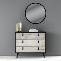 OMNIA COMMODE CHIPBOARD WITH MELAMINE CARTA BLACK WOOD RUBBERWOOD SONOMA WITH PATTERN E1 PRC