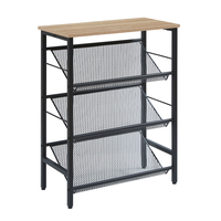 PLEXUS SHOERACK 3SHELVES CHIPBOARD WITH MELAMINE CARTA WALNUT BLACK E1 PRC