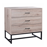 NATURE COMMODE CHIPBOARD WITH MELAMINE CARTA OAK METAL BLACK E1 PRC