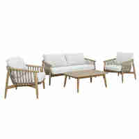 CORDA LOUNGE SET 1+2+1 WOOD ACACIA NATURAL WHITE V
