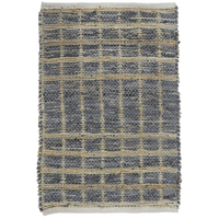 KARO CARPET LEATHER JUTE GREY BEIGE 60x90cm IN