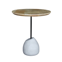PILEA 46 SIDE TABLE WOOD MANGO NATURAL WHITE MARBL