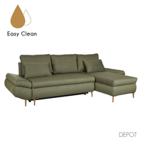 JACOB SOFA BED CORNER RIGHT EASY CLEAN FABRIC OLIVE GREEN E1 EU