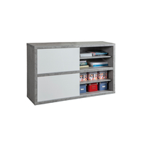 PRATICO BOOKCASE MELAMINE CEMENT WHITE HIGH GLOSS 140x35,6xH87cm E1 EU