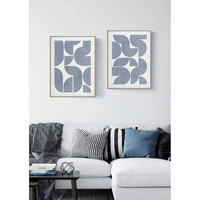 AZURE HEAVEN PAINTING DECORATIVE 60x80x5 CANVAS WHITE BLUE DARK WOOD NATURAL