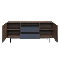 GROOVES SIDEBOARD 2DOORS 2DRAWERS CHIPBOARD WITH MELAMINE CARTA WALNUT GREY METAL 180x40xH80cm MY