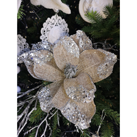 XMAS ANTHUR FLOWER POLYESTER BEIGE SILVER D40cm PR
