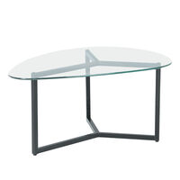 ROCKS COFFEE TABLE SET 2PCS GLASS TRANSPARENT METAL BLACK 82x59xH40cm PRC