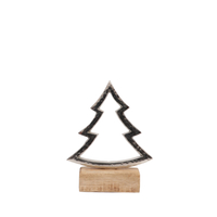XMAS EIRA TREE ALUMINIUM WOOD MANGO SILVER NATURAL