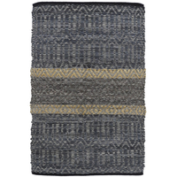 STRIPE CARPET LEATHER GREY BEIGE 60x90cm IN
