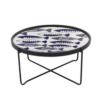 FISHY COFFEE TABLE MDF MULTICOLOR WITH PATTERN WHITE METAL 75x75xH37,5cm E1 PRC