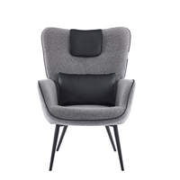 MANIFEST ARMCHAIR FABRIC GREY SILVER METAL BLACK PRC