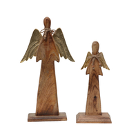 XMAS ELSA ANGEL WOOD MANGO ALUMINIUM NATURAL GOLD
