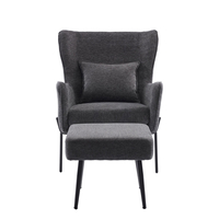 CHILLOUT ARMCHAIR FABRIC GREY DARK METAL BLACK PRC