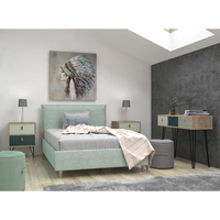 TREND MINT CONSOLE 3DRAWERS CHIPBOARD WITH MELAMINE CARTA SONOMA GREEN WITH PATTERN METAL BLACK 100x50xH75cm E1 PRC