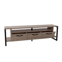 BRIDGE TV STAND 3DOORS MELAMINE SONOMA BLACK METAL 150x35xH45cm E1 TR
