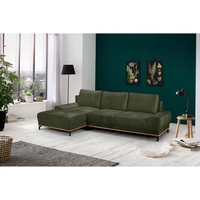 NATURA SOFA BED CORNER LEFT EASY CLEAN FABRIC OLIVE GREEN E1 EU