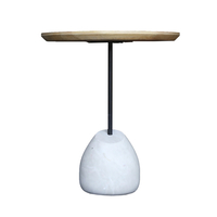 PILEA 46 SIDE TABLE WOOD MANGO NATURAL WHITE MARBL