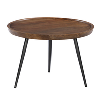 PENCIL 60 COFFEE TABLE WOOD MANGO WALNUT METAL BLACK 60x60xH40cm IN