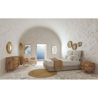 AMMOS ARMCHAIR ROCKING FABRIC BEIGE WOOD RUBBERWOOD NATURAL PRC
