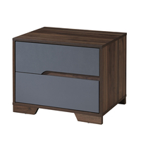 GROOVES NIGHTSTAND 2DRAWERS CHIPBOARD WITH MELAMINE CARTA WALNUT GREY E1 MY