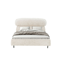 SERENITE BED (FOR MATTRESS 160x200cm) FABRIC BEIGE METAL BLACK E1 PRC