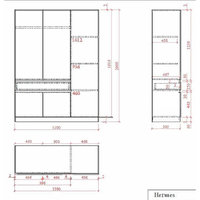 HERMES WARDROBE 3DOORS 1DRAWER MELAMINE ARTISAN OAK 150x52xH200cm E1 EU