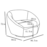 OVO ARMCHAIR SWIVEL FABRIC WHITE METAL E1 PRC
