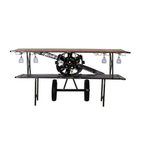 AVIATION CONSOLE BAR METAL NATURAL WOOD MANGO BLACK 191x58xH91cm IN