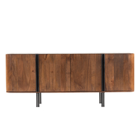 TERRA NOVA SIDEBOARD 4DOORS WOOD MANGO WALNUT WHITE MARBLE METAL BLACK 180x40xH76cm IN