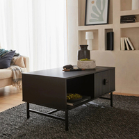 KIMONO COFFEE TABLE 1DRAWER MELAMINE BLACK METAL 100x59xH50,2cm E1 PRC