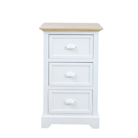 KIMOLOS NIGHTSTAND 3DRAWERS LACQUERED MDF WHITE VENEER NATURAL E1 PRC