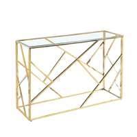 BONSAI CONSOLE STAINLESS STEEL GOLD TRANSPARENT GLASS 120x40xH78cm PRC