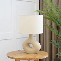 PEBBLE LAMP TABLE CERAMIC LINEN BEIGE BEIGE 23x12x