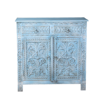SIFNOS COMMODE 2DOORS 2DRAWERS WOOD MANGO BLUE LIGHT DECAPE IN