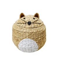 TIGRO BASKET WITH LID HYACINTH IRON NATURAL WHITE